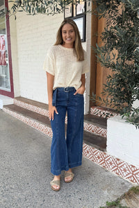COUNTRY DENIM Indianna Dark Denim Belted Jeans BOTTOMS
