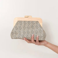 Augusta Timber Frame Clutch  - Black/Natural