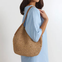 Large Paper Weave Tote - Camel