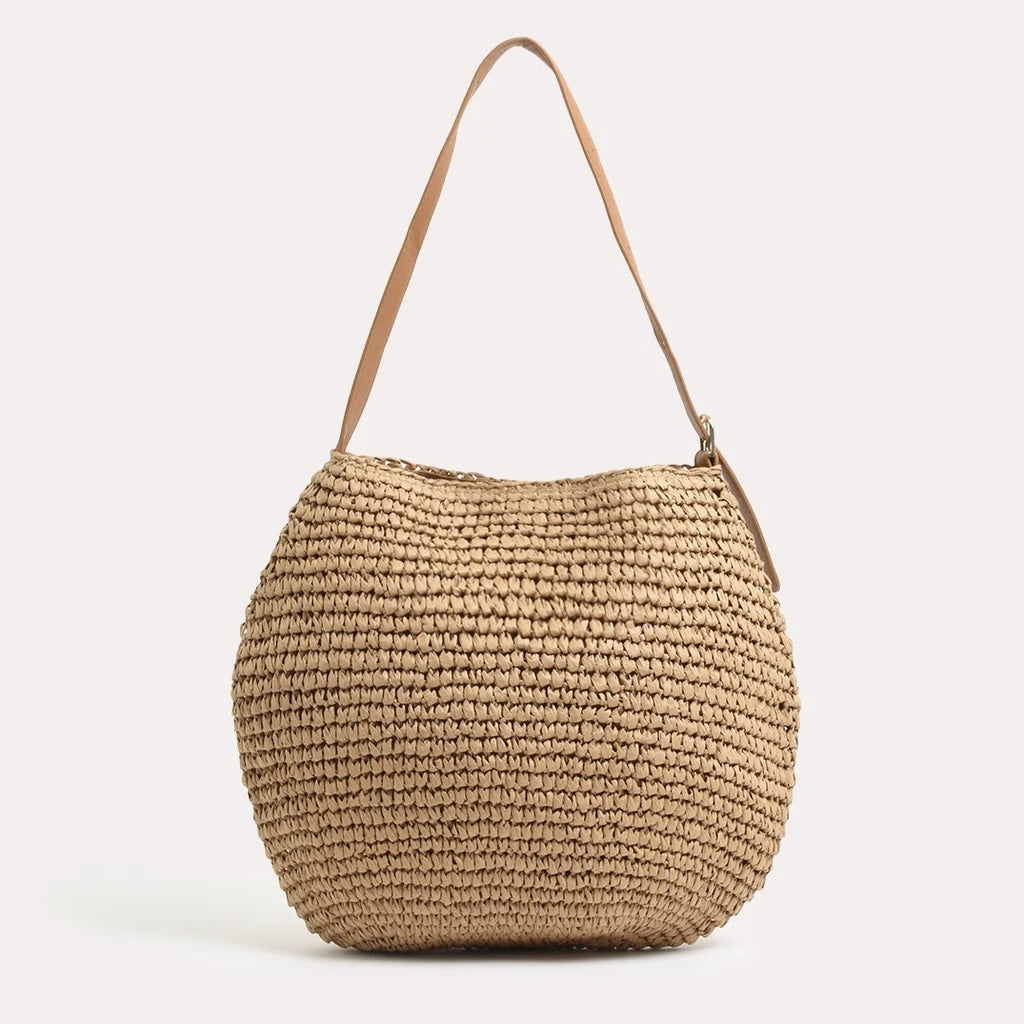 Large Paper Weave Tote - Camel