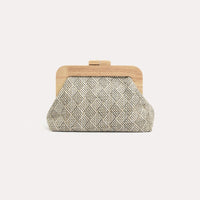 Augusta Timber Frame Clutch  - Black/Natural