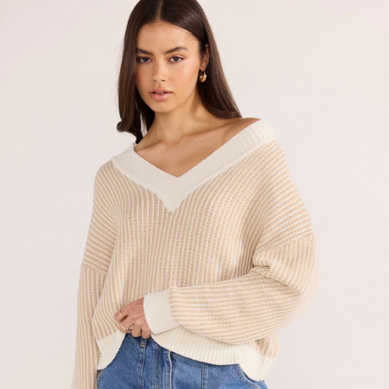 Bird on a Wire MINKPINK Megan V Neck Knit Sweater