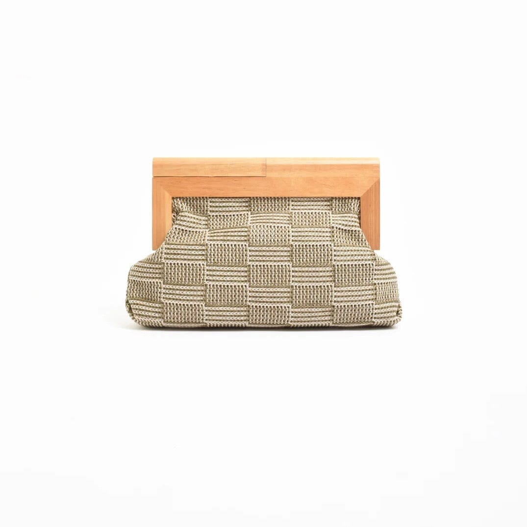 ADORNE Check Weave Timber Frame Clutch ACCESSORIES