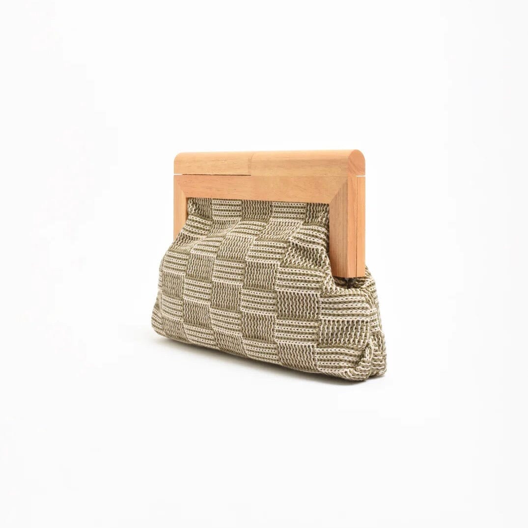 ADORNE Check Weave Timber Frame Clutch ACCESSORIES