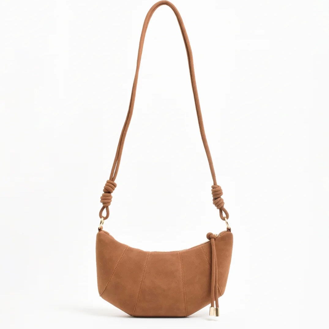 ADORNE Curved Panel Faux Suede Bag ACCESSORIES