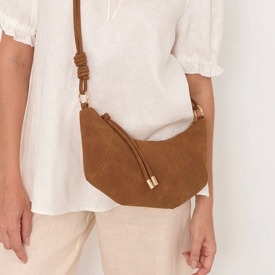 ADORNE Curved Panel Faux Suede Bag ACCESSORIES