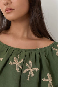 ADORNE Kalani Embroidered Palm Top TOPS