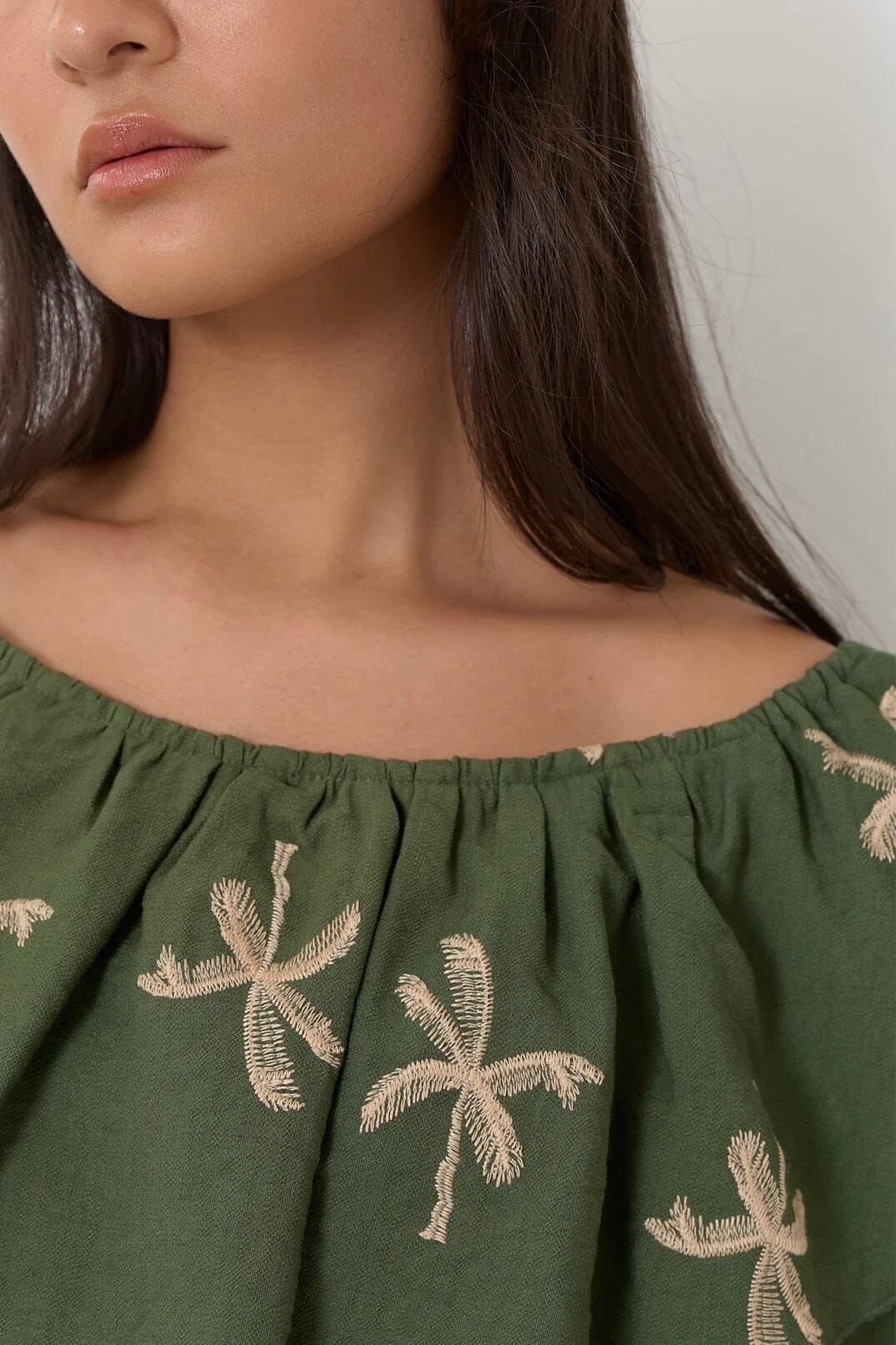 ADORNE Kalani Embroidered Palm Top TOPS