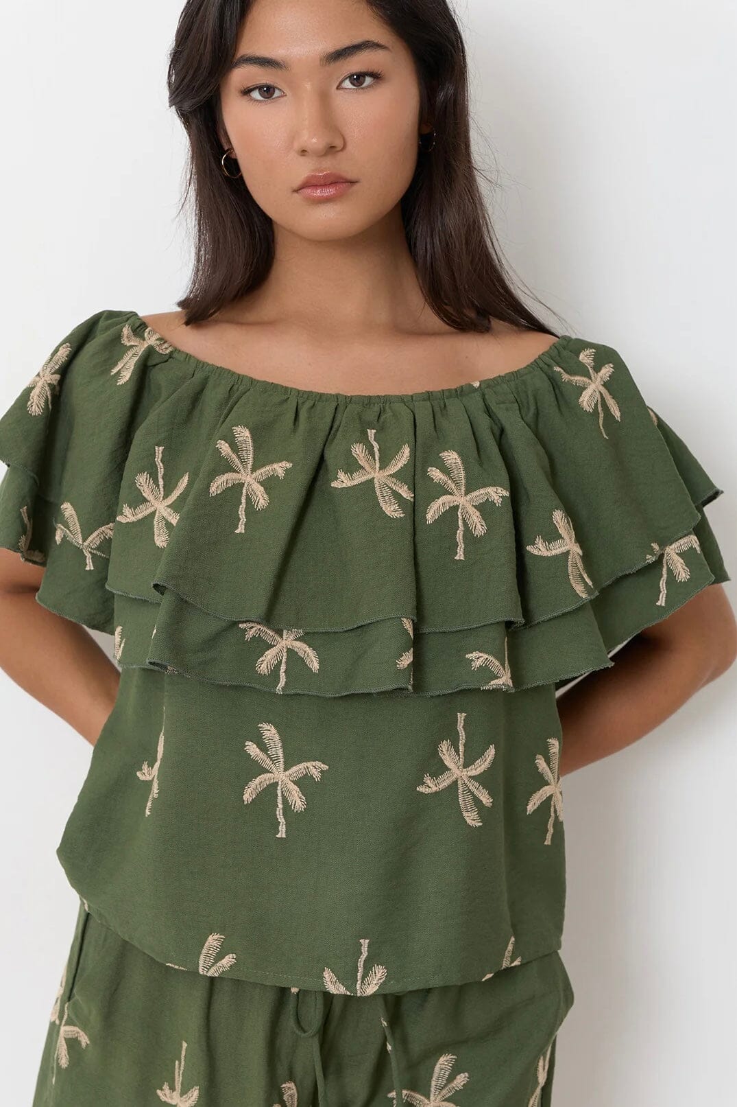 ADORNE Kalani Embroidered Palm Top TOPS