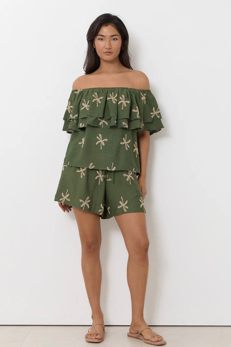 ADORNE Kalani Embroidered Palm Top TOPS