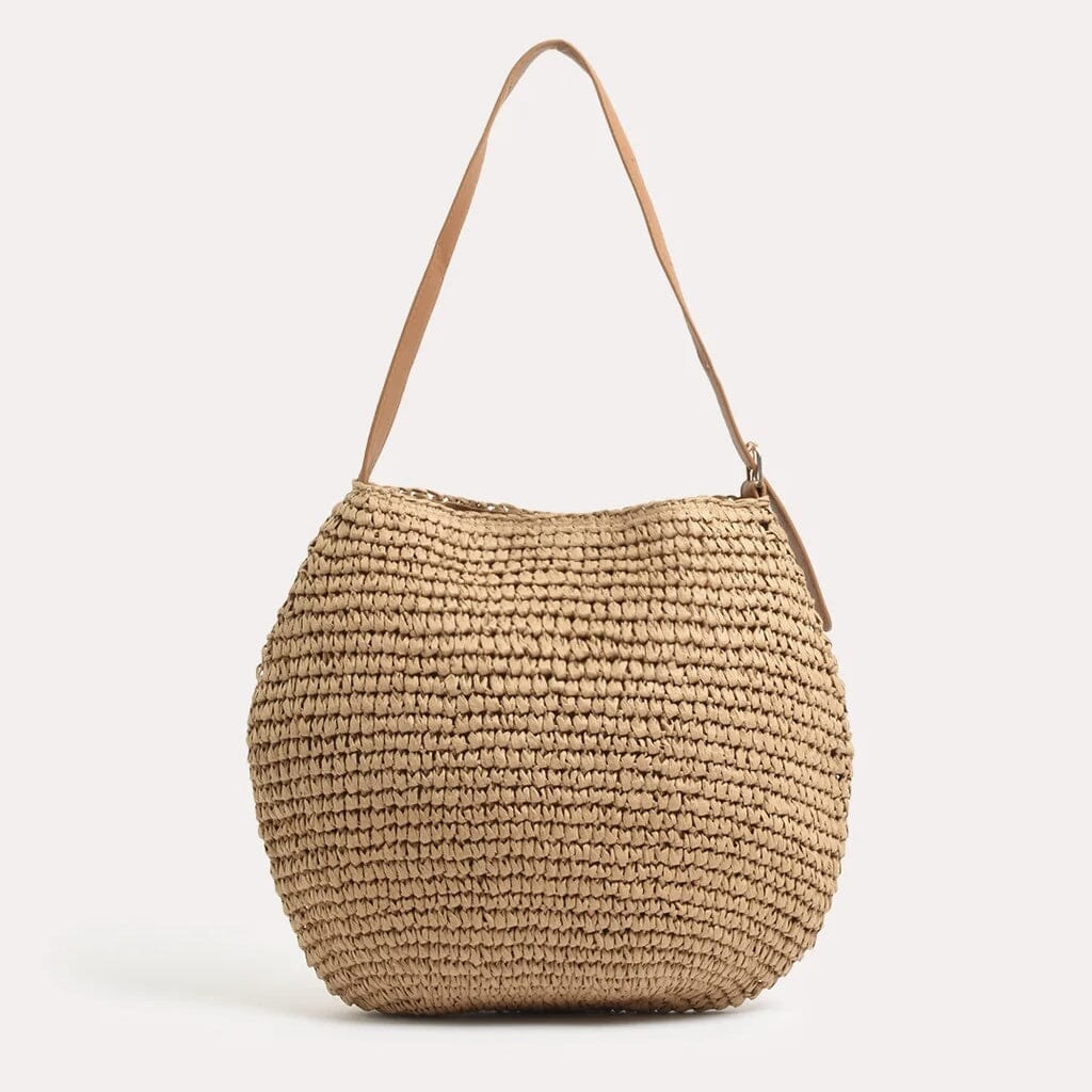 ADORNE Large Paper Weave Tote - Camel ACCESSORIES