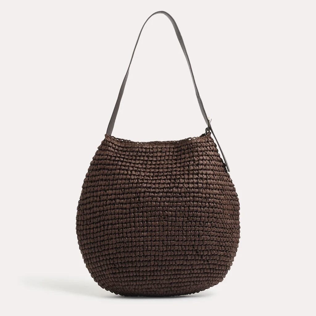 ADORNE Large Paper Weave Tote - Chocolate ACCESSORIES