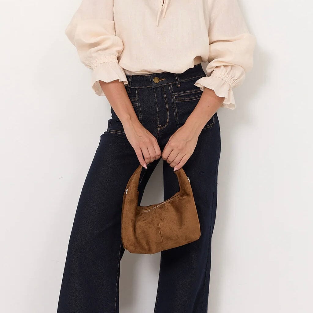 ADORNE Luca Mini Faux Suede Bag - Tan BAGS