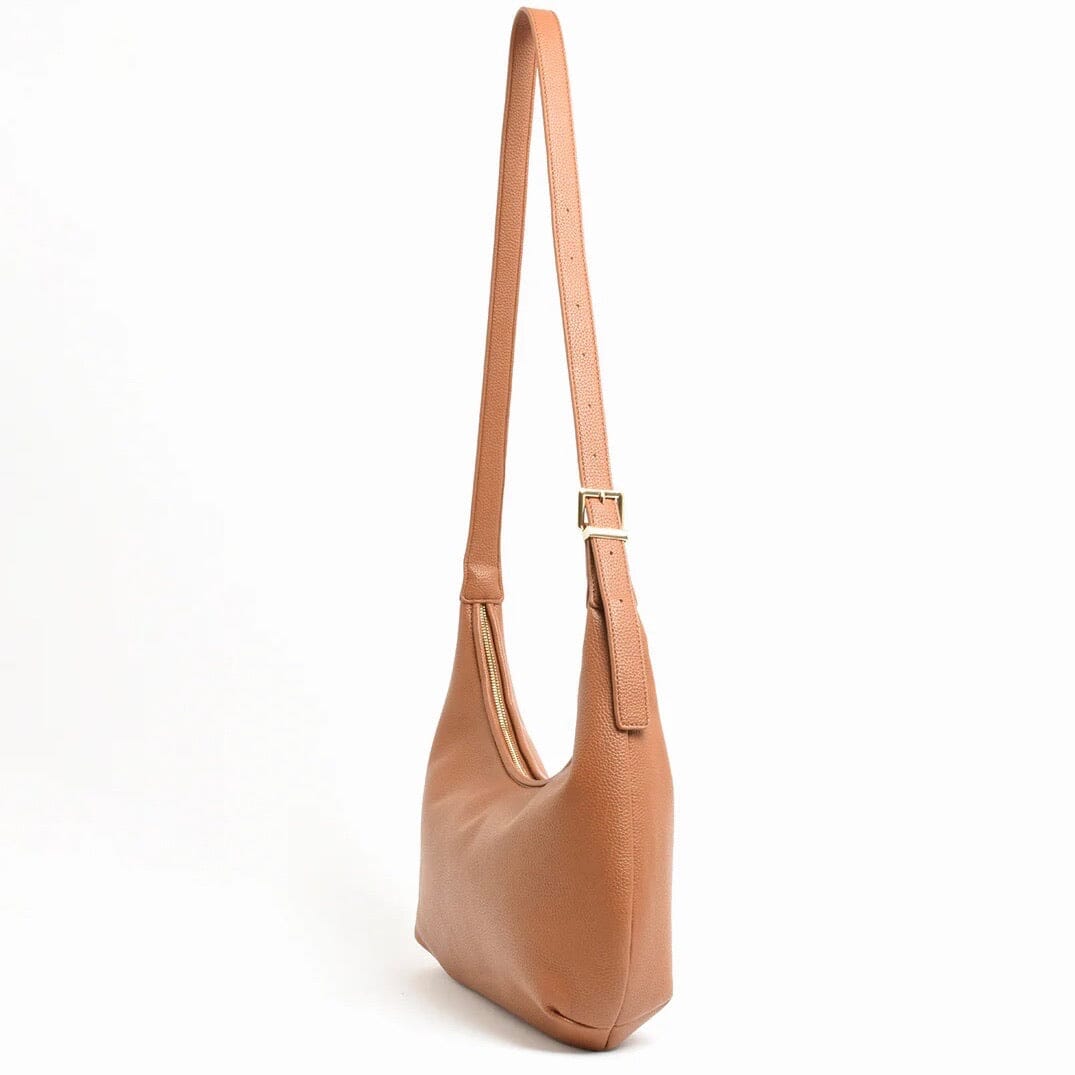 ADORNE Maggie Woven Moon Cross Body Bag - Tan ACCESSORIES