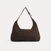 ADORNE Natural Woven Curved Shoulder Bag - Chocolate ACCESSORIES