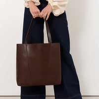 ADORNE Quinn Simple Panelled Tote - Chocolate BAGS