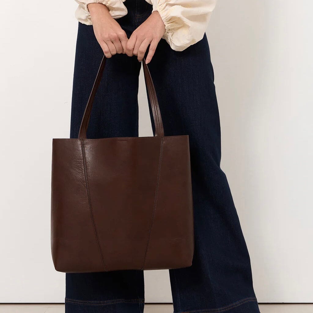 ADORNE Quinn Simple Panelled Tote - Chocolate BAGS