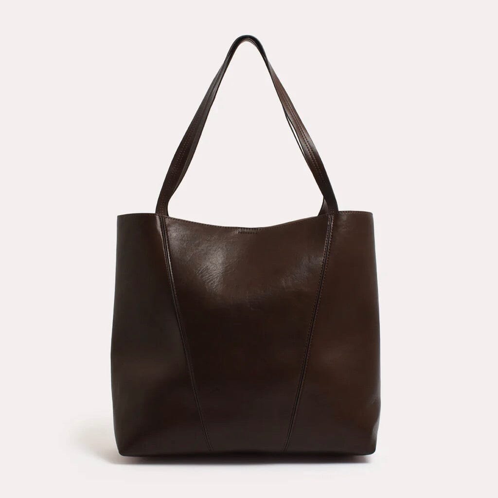 ADORNE Quinn Simple Panelled Tote - Chocolate BAGS
