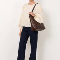 ADORNE Quinn Simple Panelled Tote - Chocolate BAGS