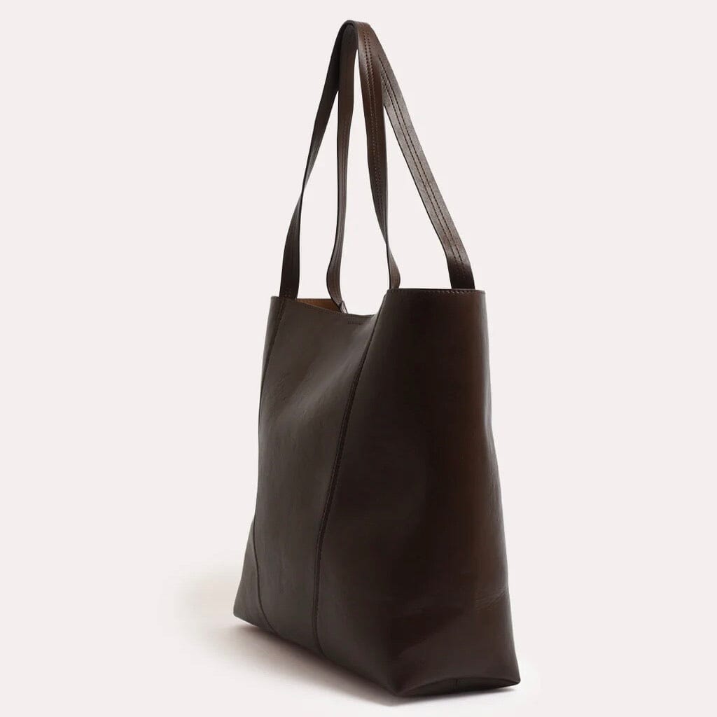 ADORNE Quinn Simple Panelled Tote - Chocolate BAGS