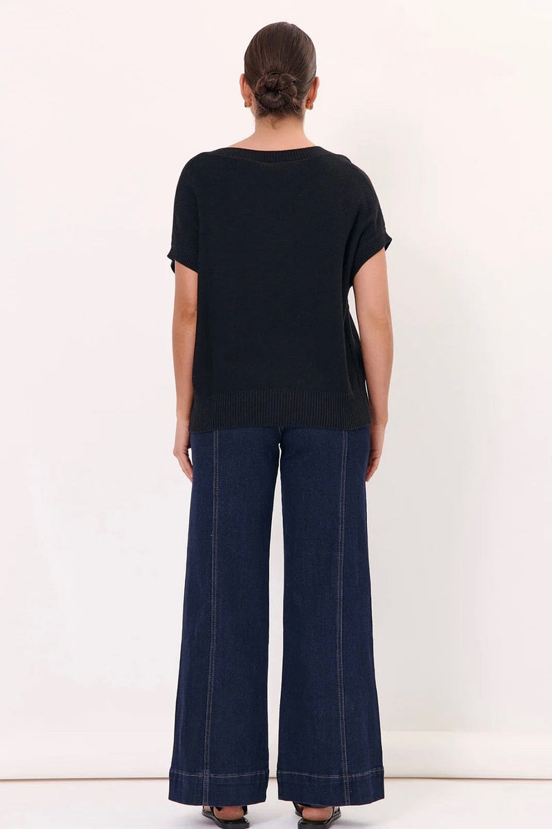 ADORNE Samara Cotton Knit Top - Black TOPS