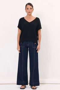 ADORNE Samara Cotton Knit Top - Black TOPS