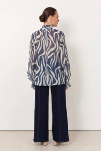 ADORNE Sandra Long Sleeve Top - Blue Print TOPS