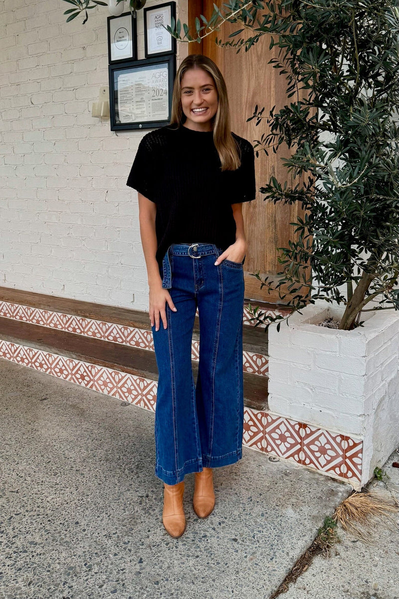 ADORNE Shayla Knit Top - Black TOPS