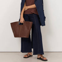 ADORNE Stitched Tote Bag - Chocolate ACCESSORIES