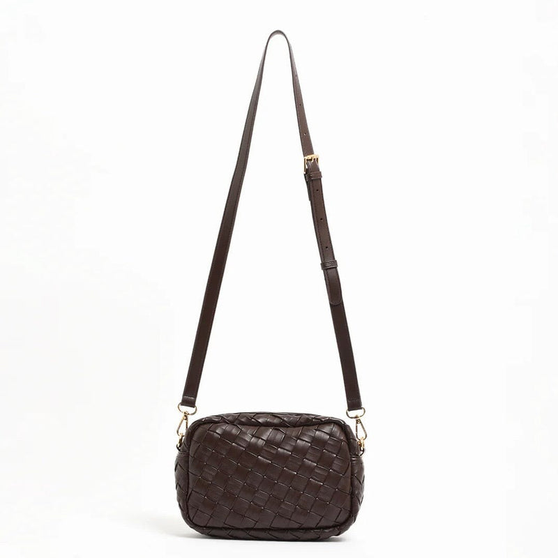 ADORNE Wide Weave Crossbody Bag - Chocolate ACCESSORIES