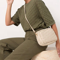 ADORNE Wide Weave Crossbody Bag - Stone ACCESSORIES