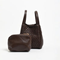 ADORNE Woven Slouch Bucket Bag - Chocolate ACCESSORIES
