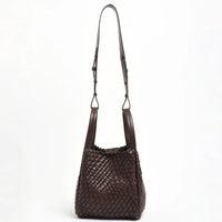 ADORNE Woven Slouch Bucket Bag - Chocolate ACCESSORIES