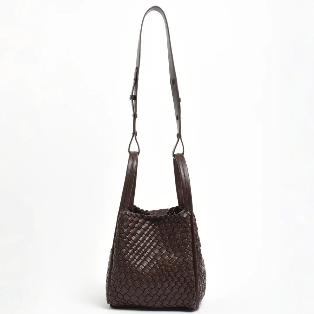 ADORNE Woven Slouch Bucket Bag - Chocolate ACCESSORIES