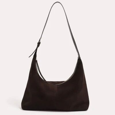 ADORNE Wren Faux Suede Slouchy Tote - Chocolate BAGS