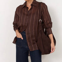 ADORNE Wren Faux Suede Slouchy Tote - Chocolate BAGS