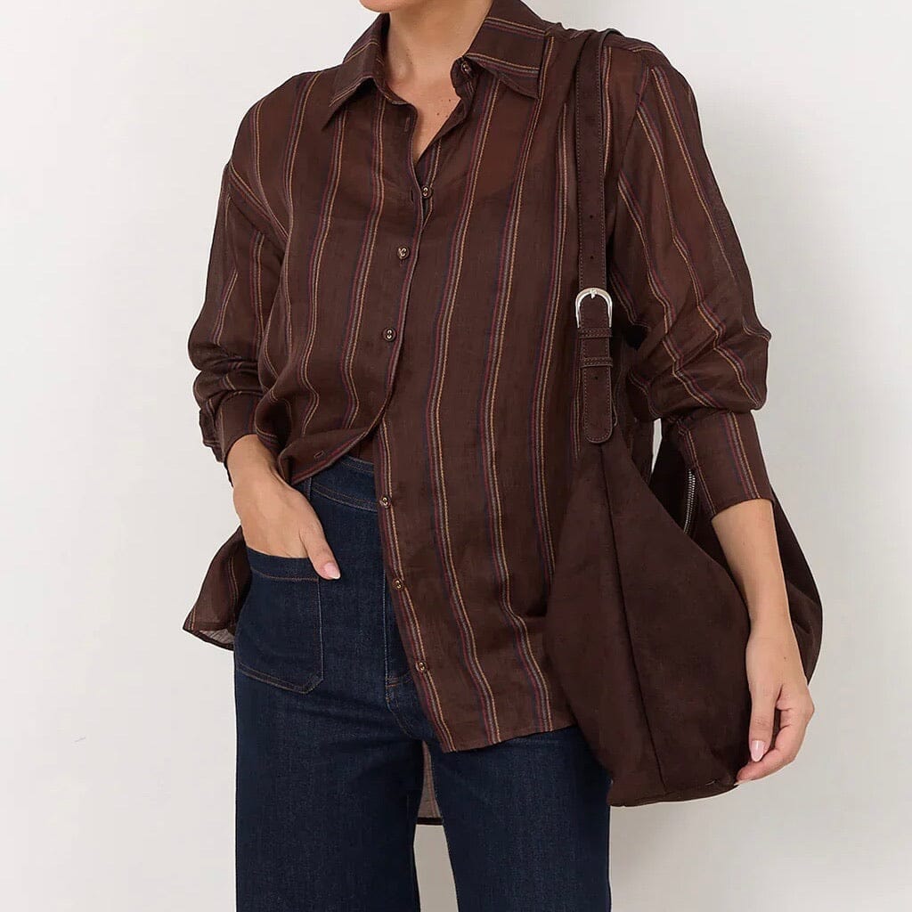 ADORNE Wren Faux Suede Slouchy Tote - Chocolate BAGS