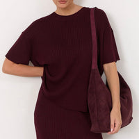 ADORNE Wren Faux Suede Slouchy Tote - Wine BAGS