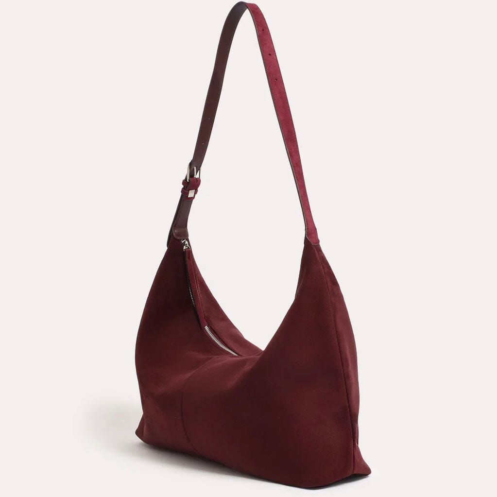 ADORNE Wren Faux Suede Slouchy Tote - Wine BAGS