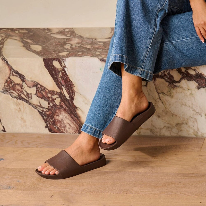 ARCHIES FOOTWEAR Archies Arch Support Slides - Brown SHOES