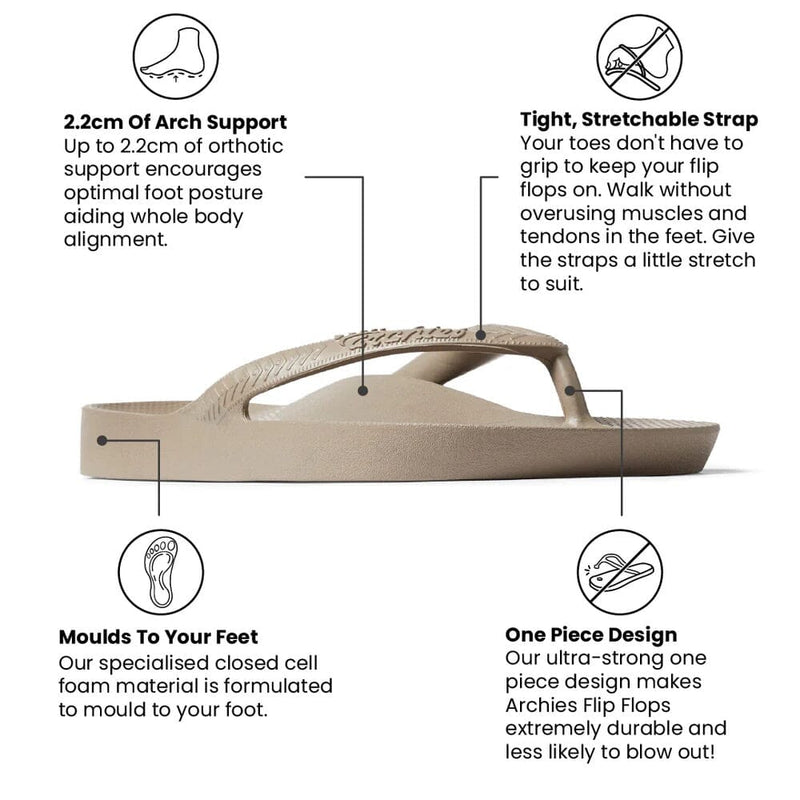 ARCHIES FOOTWEAR Archies Arch Support Thongs - Taupe SHOES