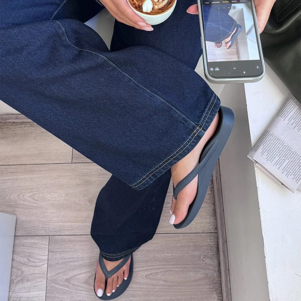 ARCHIES FOOTWEAR Archies Original Thongs - Navy SHOES