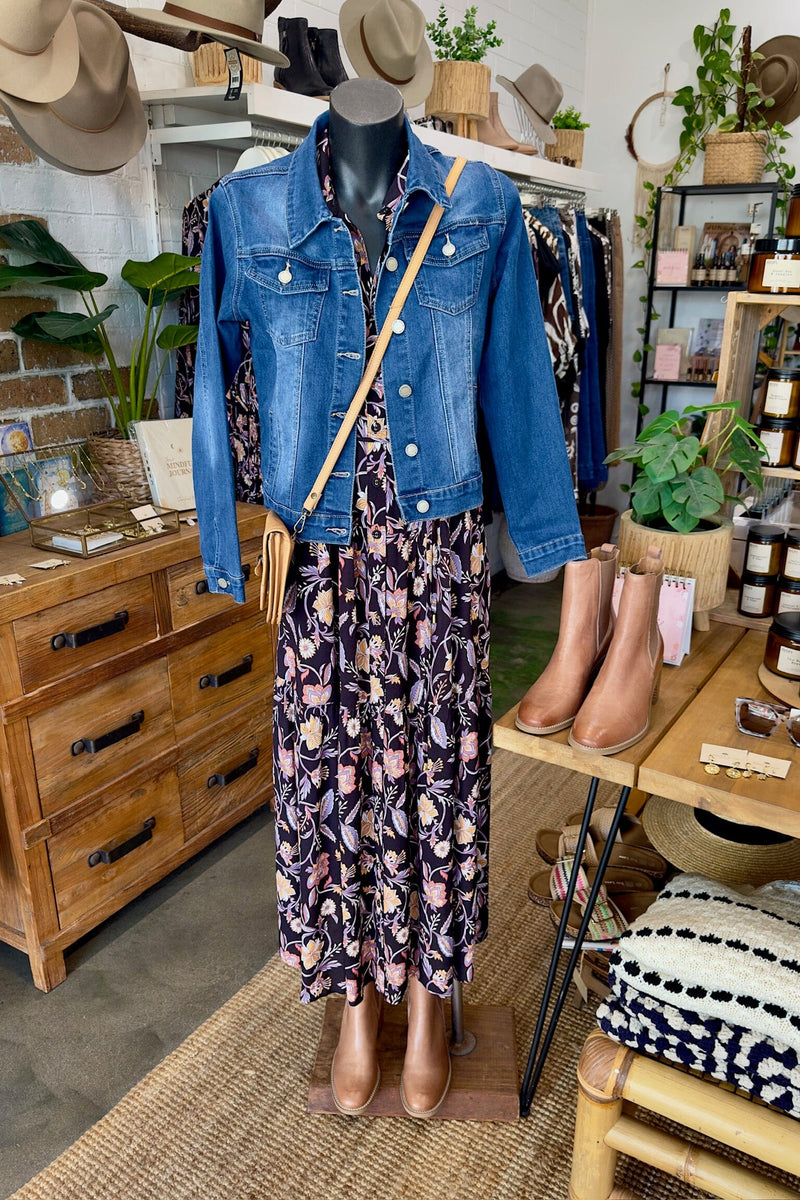 COUNTRY DENIM Forget Me Not Cropped Dark Denim Jacket JACKET