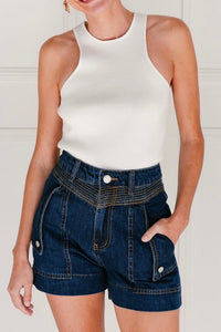 COUNTRY DENIM Jessie Dark Denim Shorts BOTTOMS