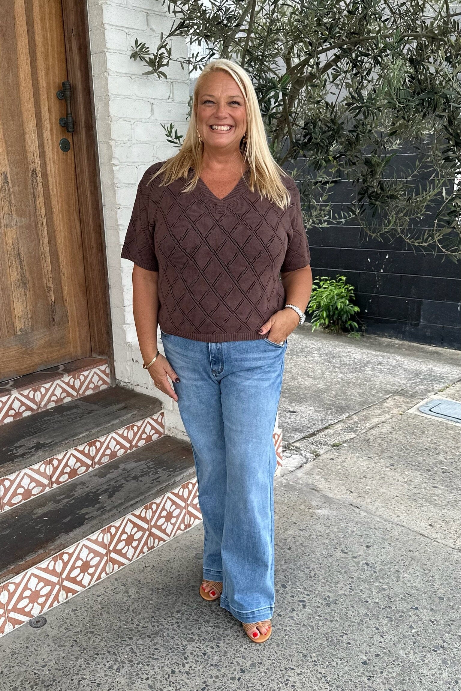 DELILAH Ryder Knit Top - Chocolate TOPS