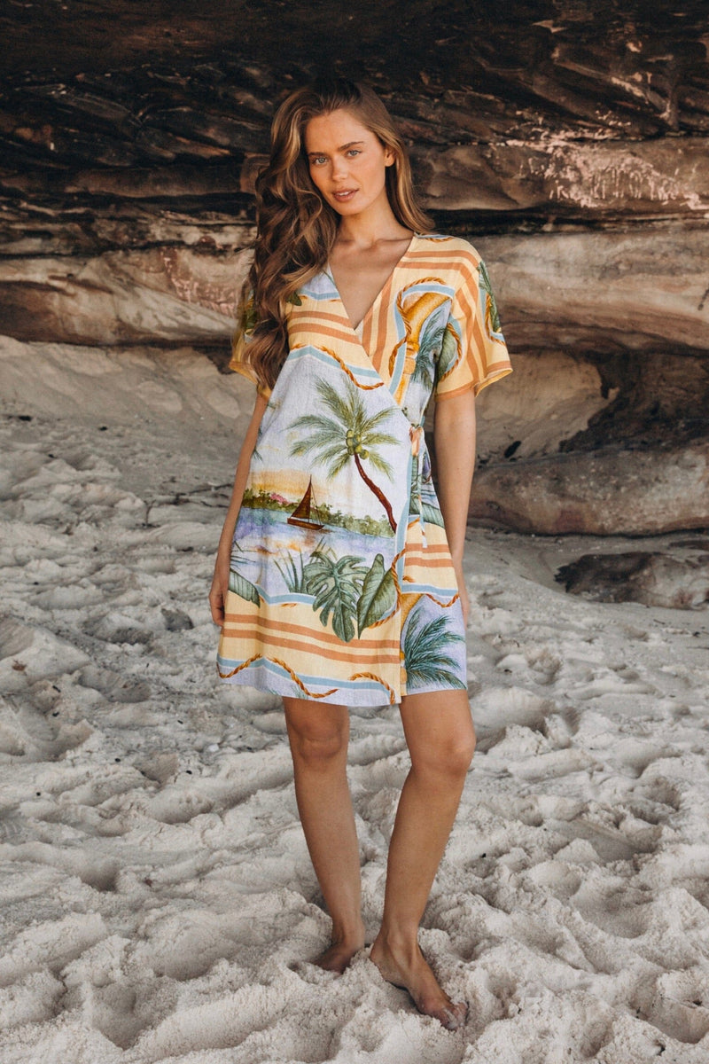 EBBY AND I Endless Summer Wrap Mini Dress DRESSES