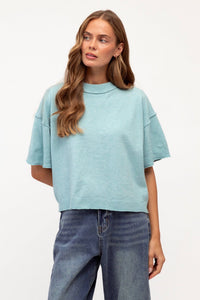 EBBY AND I Evie Knit Top - Blue TOPS