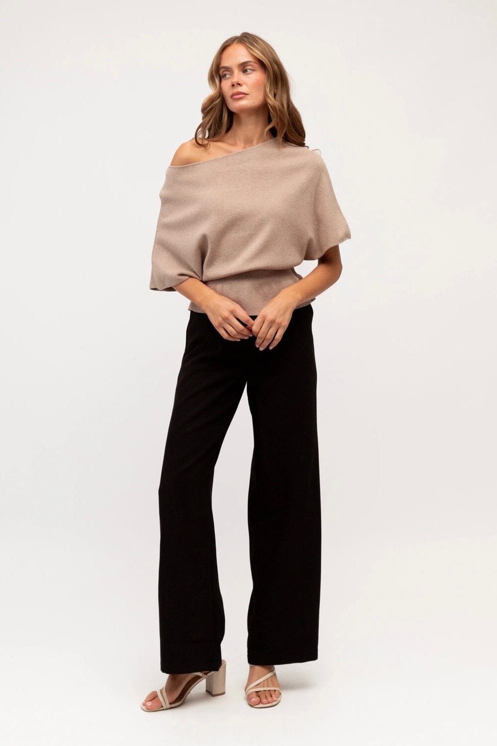 EBBY AND I Paris Knit Top - Beige TOPS