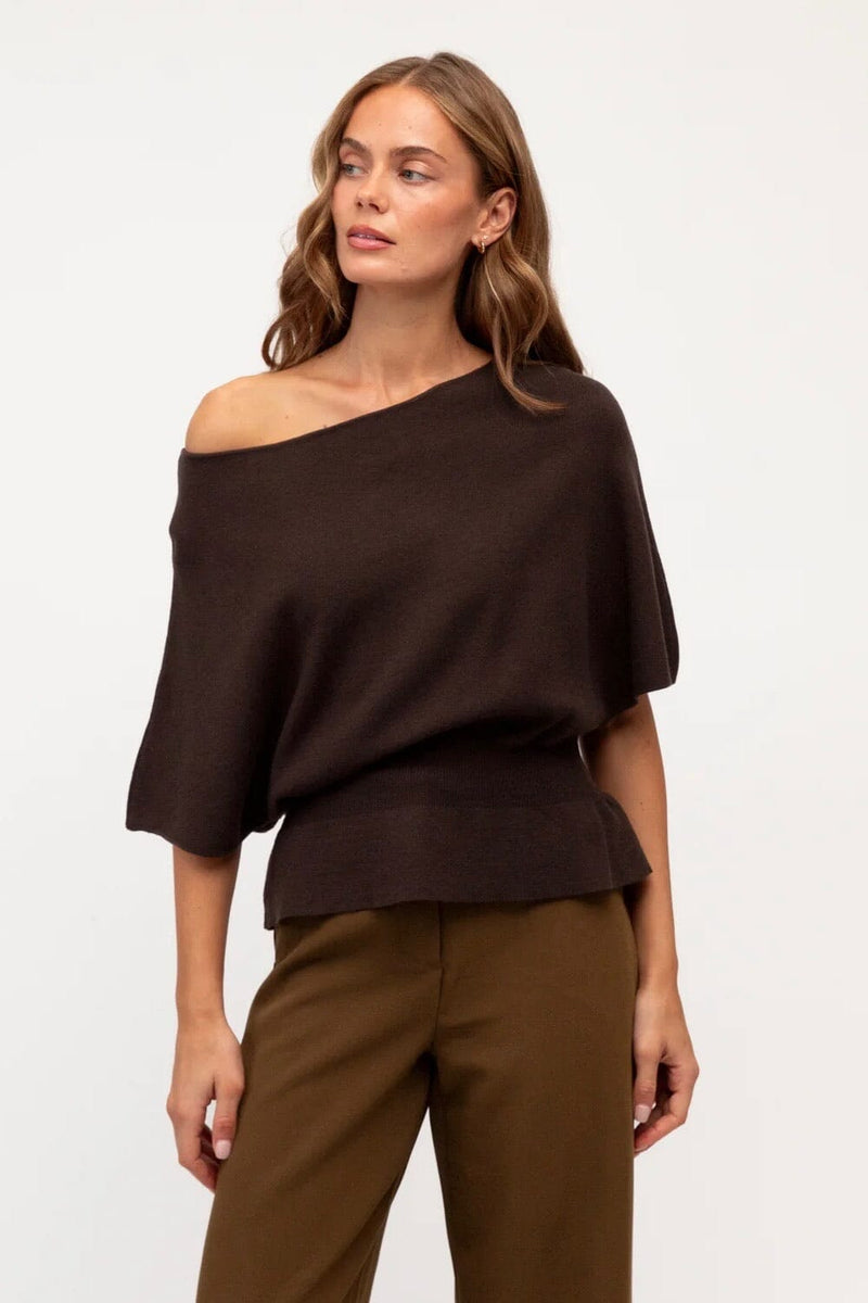 EBBY AND I Paris Knit Top - Chocolate TOPS
