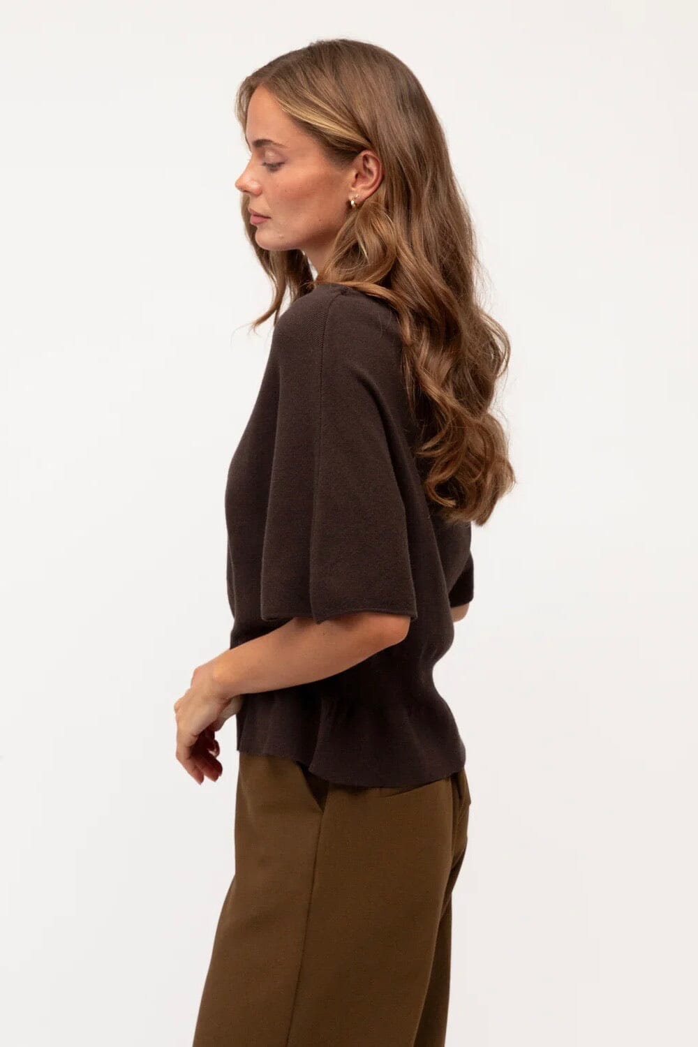 EBBY AND I Paris Knit Top - Chocolate TOPS
